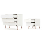 Rockefeller Mid Century Modern Dresser + Nightstand // Set of 2 (White)