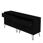 Rockefeller 6-Drawer Double Low Dresser + Metal Legs (Black)