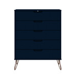 Rockefeller 5-Drawer Tall Dresser with Metal Legs