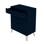 Rockefeller 5-Drawer Tall Dresser with Metal Legs