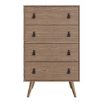 Amber Tall Dresser + Nightstand Set // Faux Leather Button Handles (White)