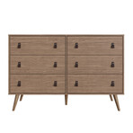 Amber Double Wide Dresser + Nightstand // Faux Leather Button Handles // Set of 2 (White)