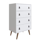 Amber Tall Dresser + Faux Leather Handles (White)