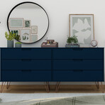 Rockefeller 6-Drawer Double Low Dresser + Metal Legs (Black)