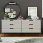 Rockefeller 6-Drawer Double Low Dresser + Metal Legs (Black)