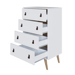 Amber Tall Dresser + Faux Leather Handles (White)