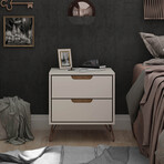 Rockefeller 2.0 Mid-Century Modern Nightstand + 2 Drawer (White)