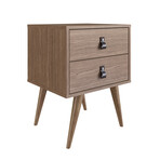 Amber Nightstand + Faux Leather Handles (White)