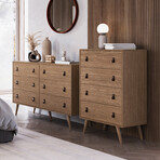 Amber Tall Dresser + Faux Leather Handles (White)