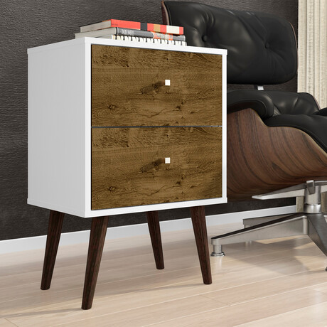 Liberty Mid-Century Modern Nightstand 2.0 // 2 Full Extension Drawers (White)