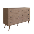 Amber Double Dresser + Faux Leather Handles (White)