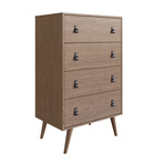 Amber Tall Dresser + Faux Leather Handles (White)