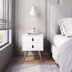 Amber Nightstand + Faux Leather Handles (White)