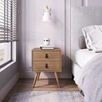 Amber Nightstand + Faux Leather Handles (White)