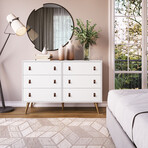 Amber Double Dresser + Faux Leather Handles (White)