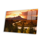 Sunset Over Teton Range With Snake River In The Foreground, Grand Teton National Park, Wyoming, USA Print On Acrylic Glass by  Adam Jones