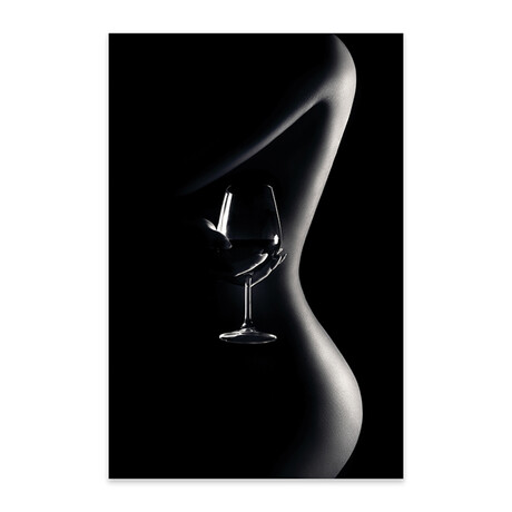 Nude Woman Red Wine 3 Print // Johan Swanepoel (16"H x 24"W x 0.25"D)
