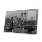 1980s New York City Lower Manhattan Skyline Brooklyn Bridge World Trade Center Print On Acrylic Glass by  Vintage Images