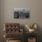 1980s New York City Lower Manhattan Skyline Brooklyn Bridge World Trade Center Print On Acrylic Glass by  Vintage Images