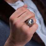 Eagle Silver Men's Ring // Silver + Bronze + Black (9)