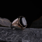 Onyx Pebble Ring // Silver + Bronze + Black (9)