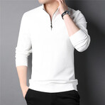 Quarter Zip Sweatshirt // White (L)