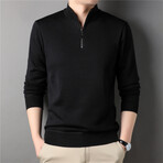 Heathered Quarter Zip Sweatshirt // Black (2XL)