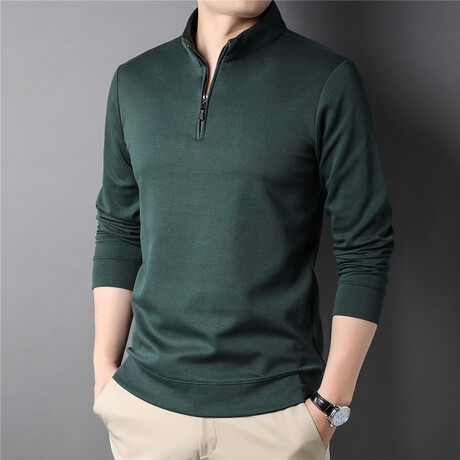 Quarter Zip Sweatshirt // Forest Green (M)