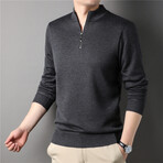 Heathered Quarter Zip Sweatshirt // Dark Grey (L)