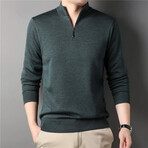 Heathered Quarter Zip Sweatshirt // Forest Green (L)