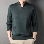 Heathered Quarter Zip Sweatshirt // Forest Green (L)