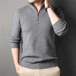 Ribbed Quarter Zip Sweatshirt // Light Grey (2XL)