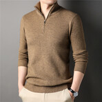 Ribbed Quarter Zip Sweatshirt // Tan (XL)