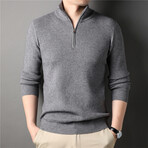 Ribbed Quarter Zip Sweatshirt // Light Grey (2XL)