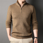 Ribbed Quarter Zip Sweatshirt // Tan (XL)