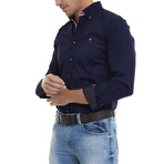 Seda Long Sleeve Button Up // Navy (XL)