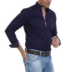 Seda Long Sleeve Button Up // Navy (XL)
