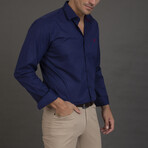 Moss Long Sleeve Button Up // Navy (2XL)