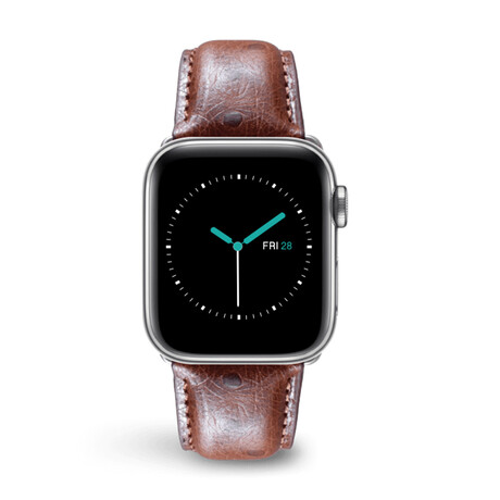 Ostrich Embossed Apple Watch Strap // Brown (38mm-40mm // Stainless Steel Clasp)