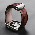 Ostrich Embossed Apple Watch Strap // Brown (38mm-40mm // Stainless Steel Clasp)