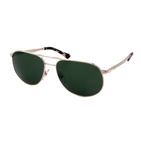 Persol // Unisex PO2455S-518/31 Sunglasses // Silver + Green