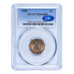 1908 Indian Head Cent // PCGS & CAC Certified MS64RB // Deluxe Collector's Pouch
