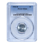 1943-D Lincoln Steel Cent // PCGS Certified MS66 // Deluxe Collector's Pouch