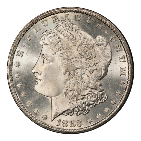 1883-CC Morgan Silver Dollar // PCGS & CAC Certified MS66+ // Wood Presentation Box