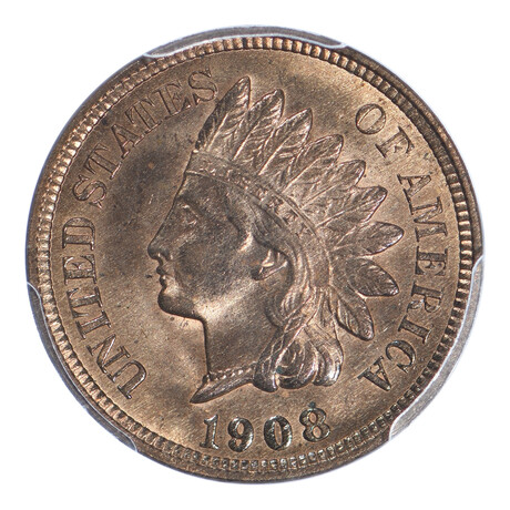 1908 Indian Head Cent // PCGS & CAC Certified MS64RB // Deluxe Collector's Pouch