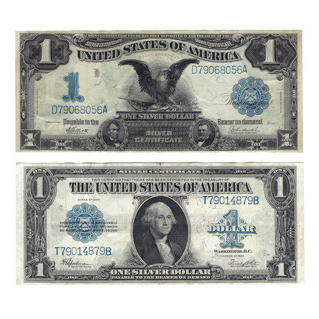 1899 and 1923 $1 Large-Size Silver Certificates // Set of 2 // Lightly Circulated