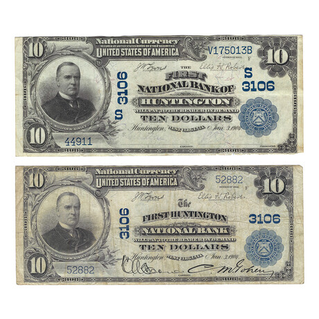 1902 $10 Large Size National Bank Notes // 1st Huntington National Bank West Virginia// 1st and 2nd Titles