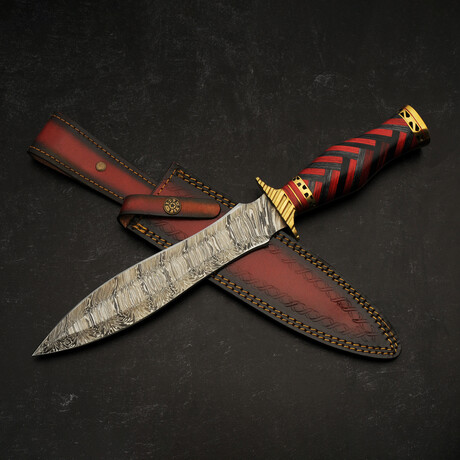 15" Red/Black Braided Wood Dagger