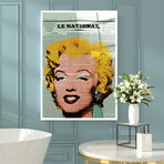 Marilyn Monroe Newspaper Glass Wall Art (17.7"H x 25.6"W)