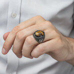 925 Sterling Silver Tiger's Eye Stone with Scorpion Men's Ring (8)